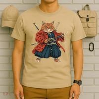 Japanese Art Cat Ninja Ukiyo-e Anime Style Samurai Cat T-Shirt thumb 6