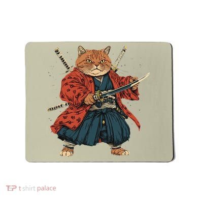 Japanese Art Cat Ninja Ukiyo-e Anime Style Samurai Cat Mousepad