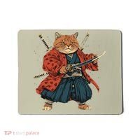 Japanese Art Cat Ninja Ukiyo-e Anime Style Samurai Cat Mousepad thumb 0