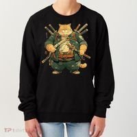Japanese Art Cat Ninja Ukiyo-e Anime Style Samurai Cat Women's Sweatshirt thumb 0