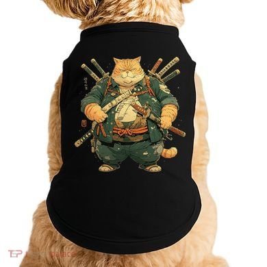 Japanese Art Cat Ninja Ukiyo-e Anime Style Samurai Cat Doggie Tank