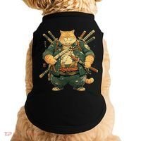 Japanese Art Cat Ninja Ukiyo-e Anime Style Samurai Cat Doggie Tank thumb 0