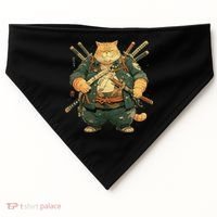Japanese Art Cat Ninja Ukiyo-e Anime Style Samurai Cat USA-Made Doggie Bandana thumb 0