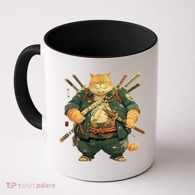 Japanese Art Cat Ninja Ukiyo-e Anime Style Samurai Cat Coffee Mug
