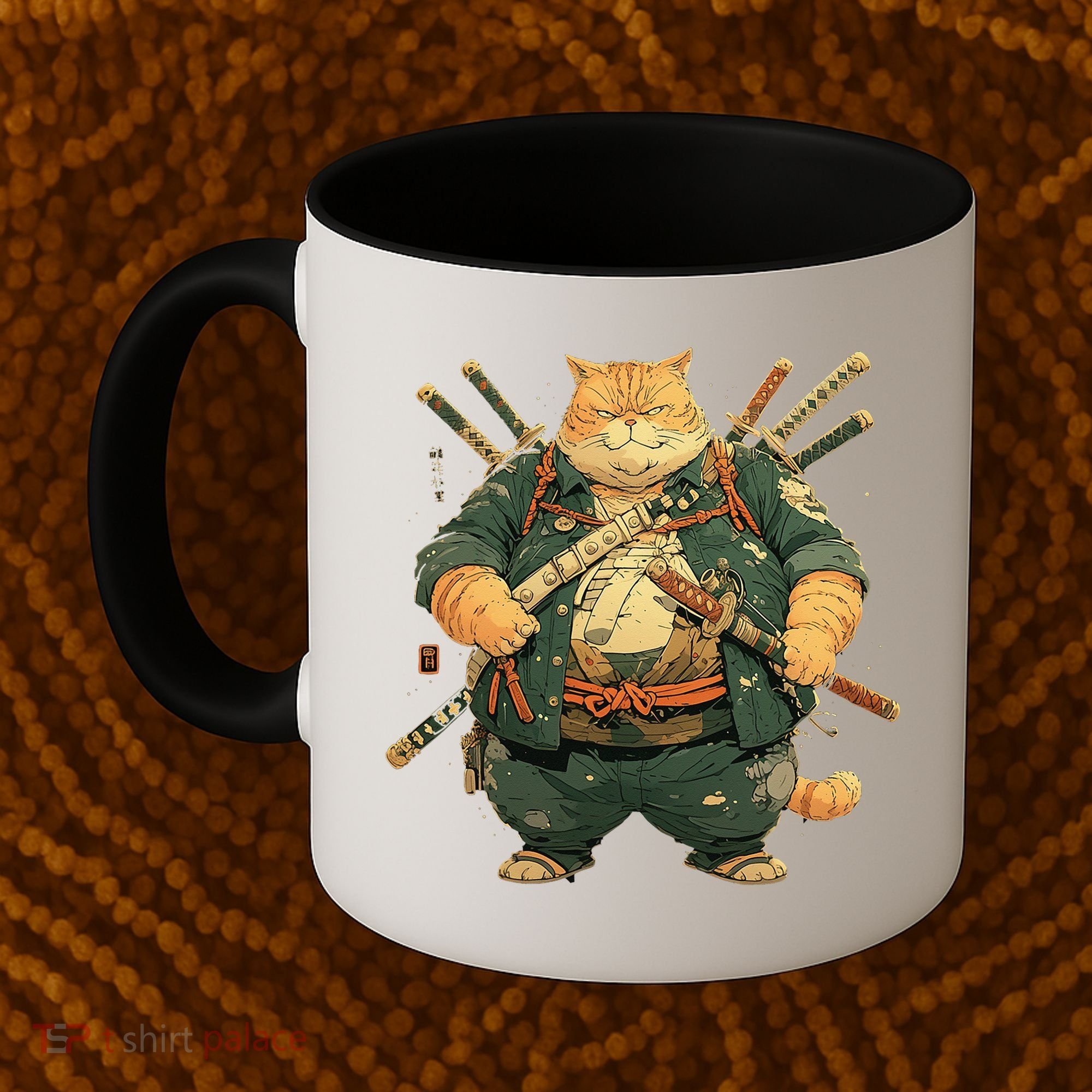 Japanese Art Cat Ninja Ukiyo-e Anime Style Samurai Cat Coffee Mug