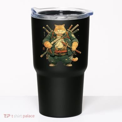 Japanese Art Cat Ninja Ukiyo-e Anime Style Samurai Cat Tumbler