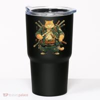Japanese Art Cat Ninja Ukiyo-e Anime Style Samurai Cat Tumbler thumb 0