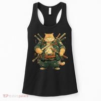 Japanese Art Cat Ninja Ukiyo-e Anime Style Samurai Cat Women's Tank Top thumb 0