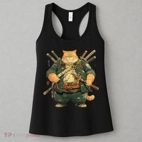 Japanese Art Cat Ninja Ukiyo-e Anime Style Samurai Cat Women's Tank Top thumb 3