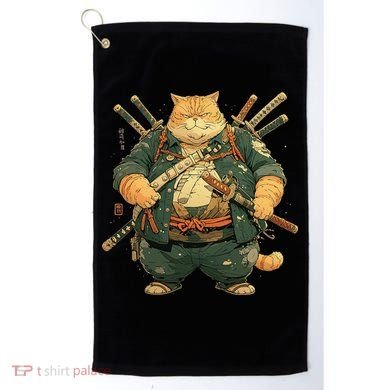 Japanese Art Cat Ninja Ukiyo-e Anime Style Samurai Cat Golf Towel