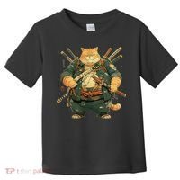 Japanese Art Cat Ninja Ukiyo-e Anime Style Samurai Cat Toddler T-Shirt thumb 0