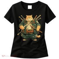Japanese Art Cat Ninja Ukiyo-e Anime Style Samurai Cat Women's T-Shirt thumb 0