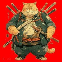 Japanese Art Cat Ninja Ukiyo-e Anime Style Samurai Cat Santa Hat thumb 1