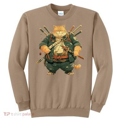 Japanese Art Cat Ninja Ukiyo-e Anime Style Samurai Cat Sweatshirt
