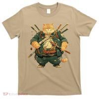 Japanese Art Cat Ninja Ukiyo-e Anime Style Samurai Cat T-Shirt thumb 0