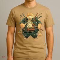 Japanese Art Cat Ninja Ukiyo-e Anime Style Samurai Cat T-Shirt thumb 3