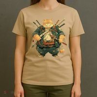 Japanese Art Cat Ninja Ukiyo-e Anime Style Samurai Cat T-Shirt thumb 4