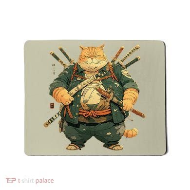 Japanese Art Cat Ninja Ukiyo-e Anime Style Samurai Cat Mousepad