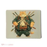 Japanese Art Cat Ninja Ukiyo-e Anime Style Samurai Cat Mousepad thumb 0