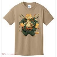 Japanese Art Cat Ninja Ukiyo-e Anime Style Samurai Cat Kids T-Shirt thumb 0