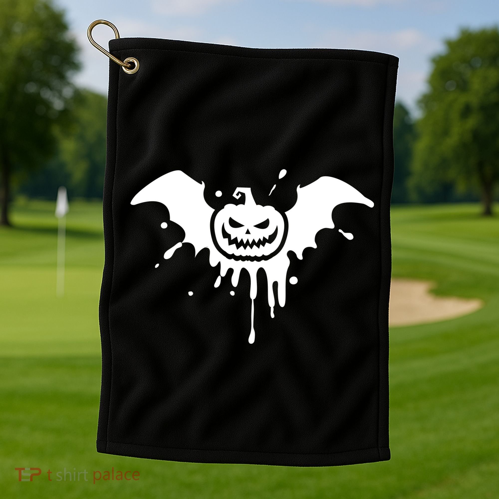 Jack O Lantern Bat Golf Towel