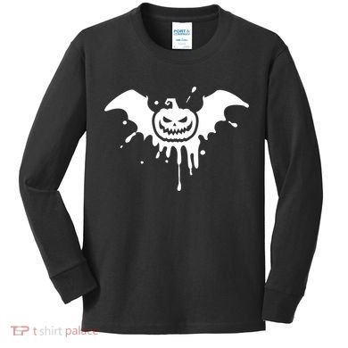 Jack O Lantern Bat Kids Long Sleeve Shirt
