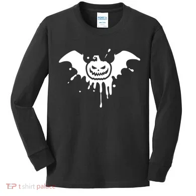 Jack O Lantern Bat Kids Long Sleeve Shirt
