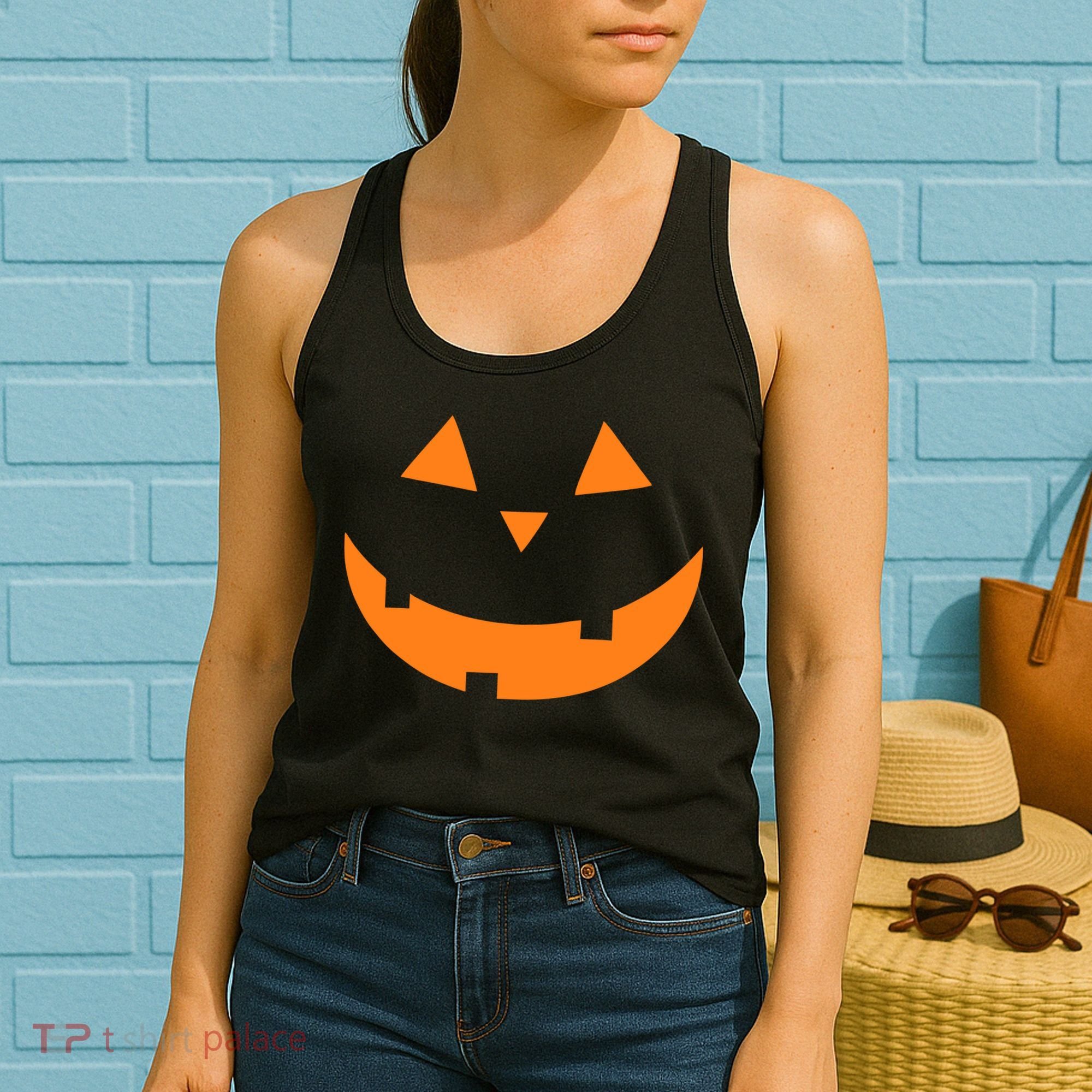 Jack o Lantern Pumpkin Face Women's Tank Top