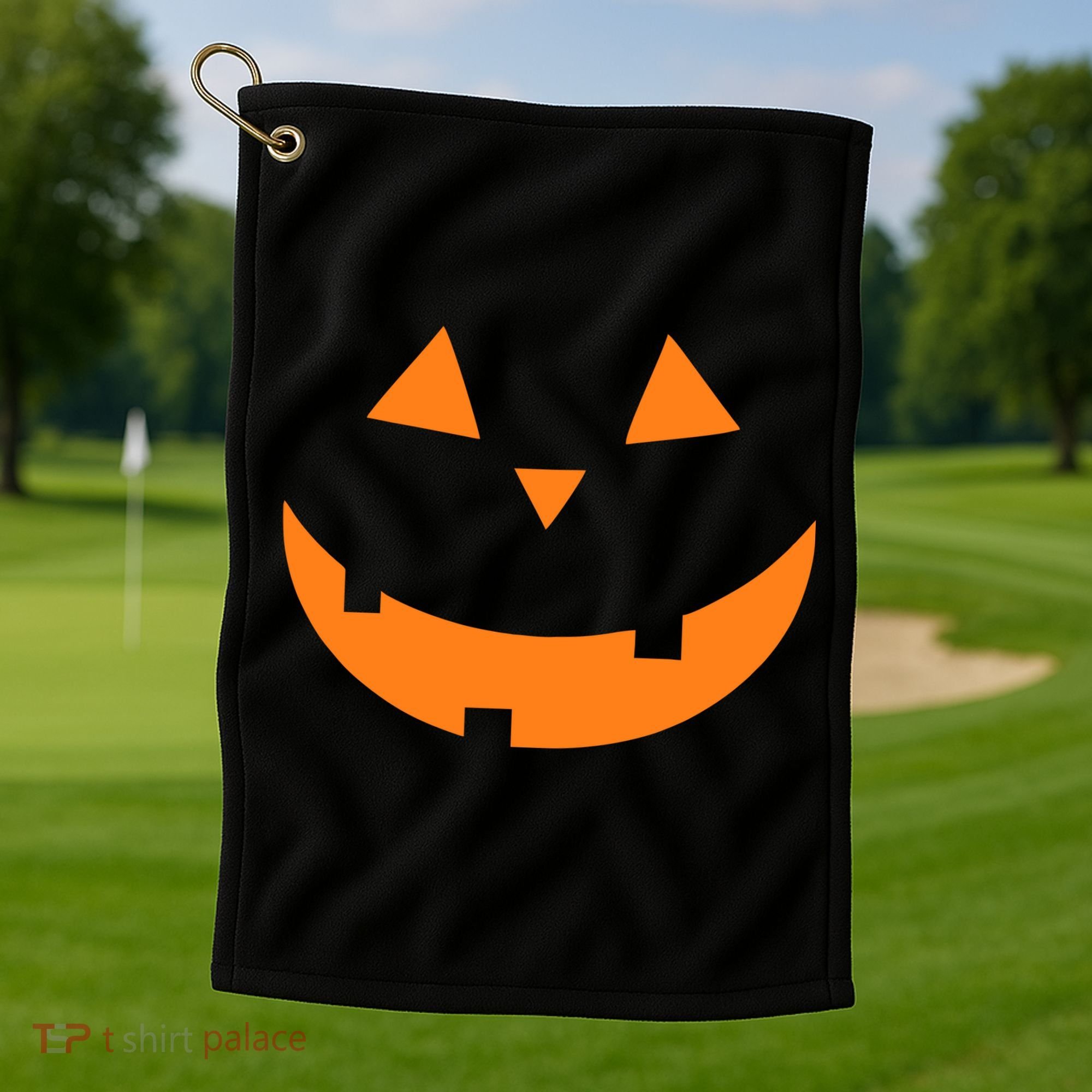 Jack o Lantern Pumpkin Face Golf Towel