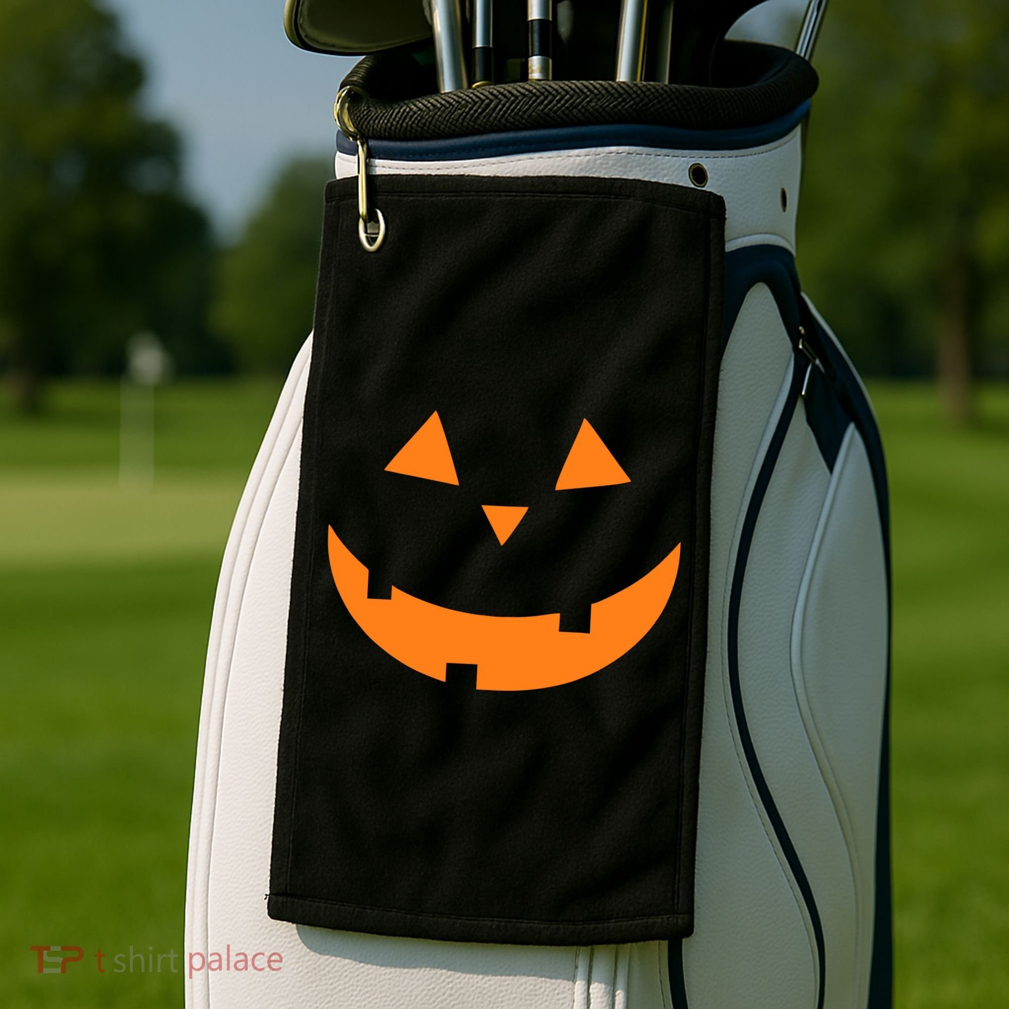 Jack o Lantern Pumpkin Face Golf Towel