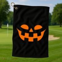 Jack O Lantern Scary Spookey Face Golf Towel thumb 1
