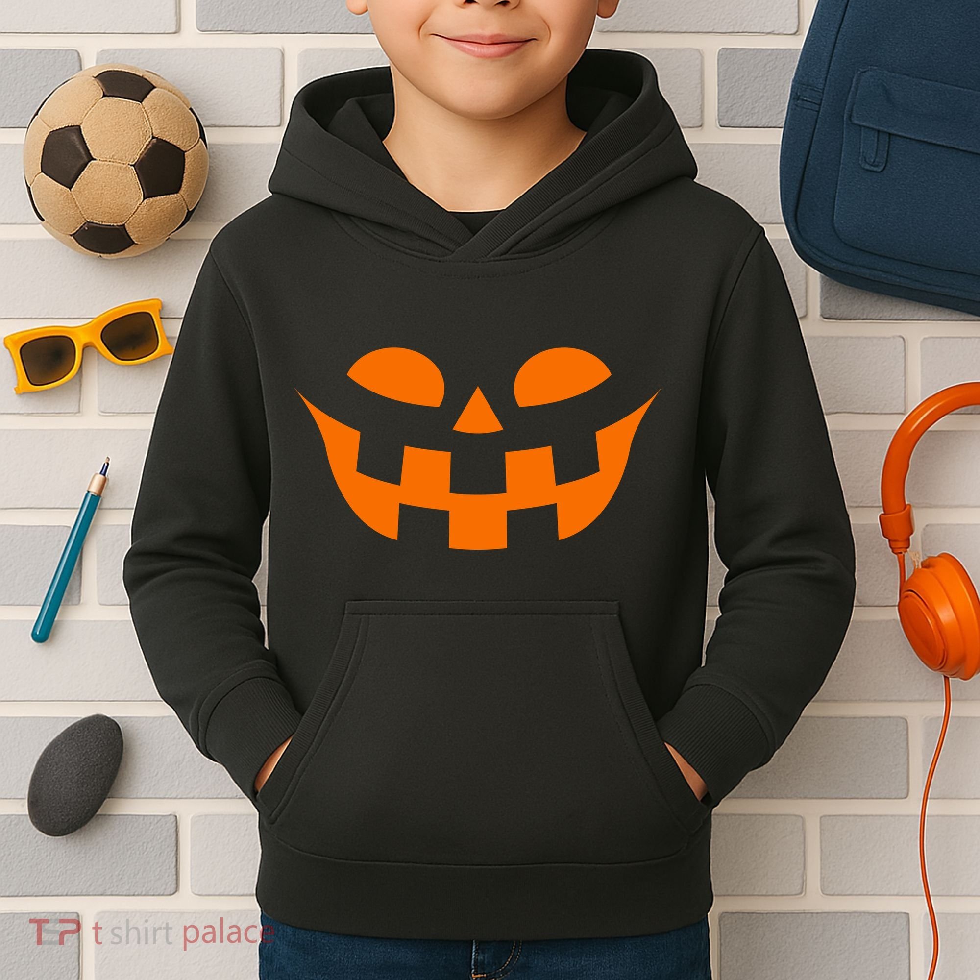 Jack O Lantern Scary Spookey Face Kids Hoodie