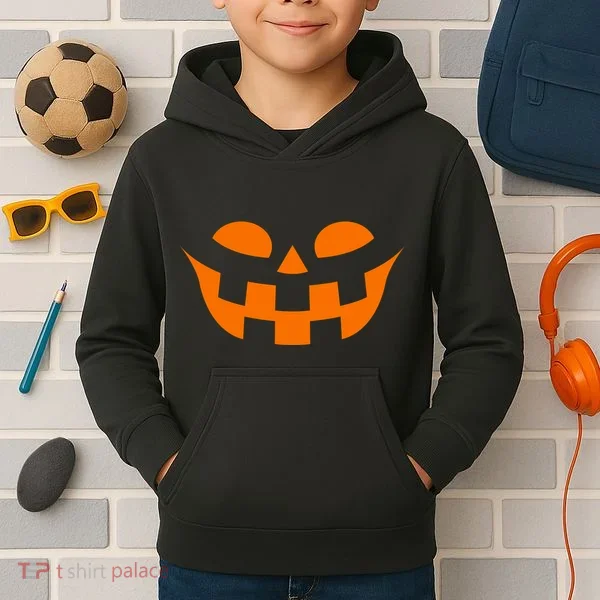 Jack O Lantern Scary Spookey Face Kids Hoodie