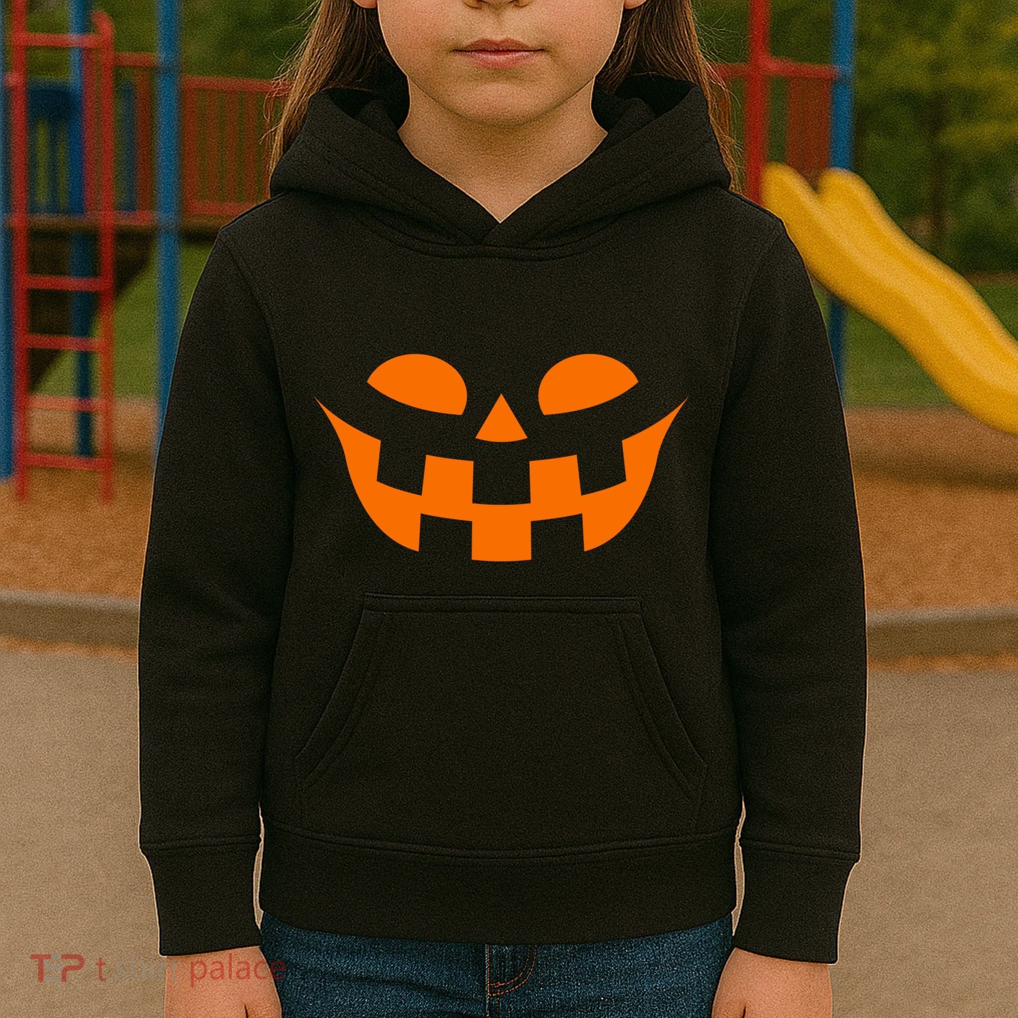 Jack O Lantern Scary Spookey Face Kids Hoodie
