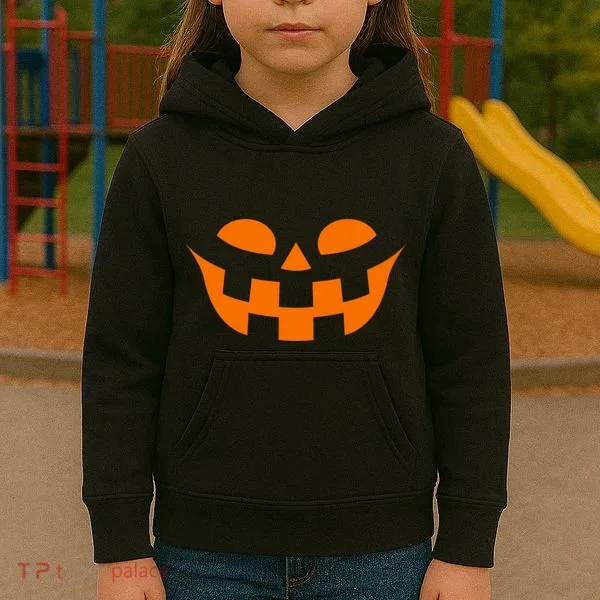 Jack O Lantern Scary Spookey Face Kids Hoodie