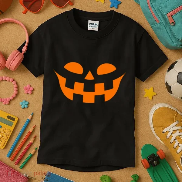 Jack O Lantern Scary Spookey Face Kids T-Shirt