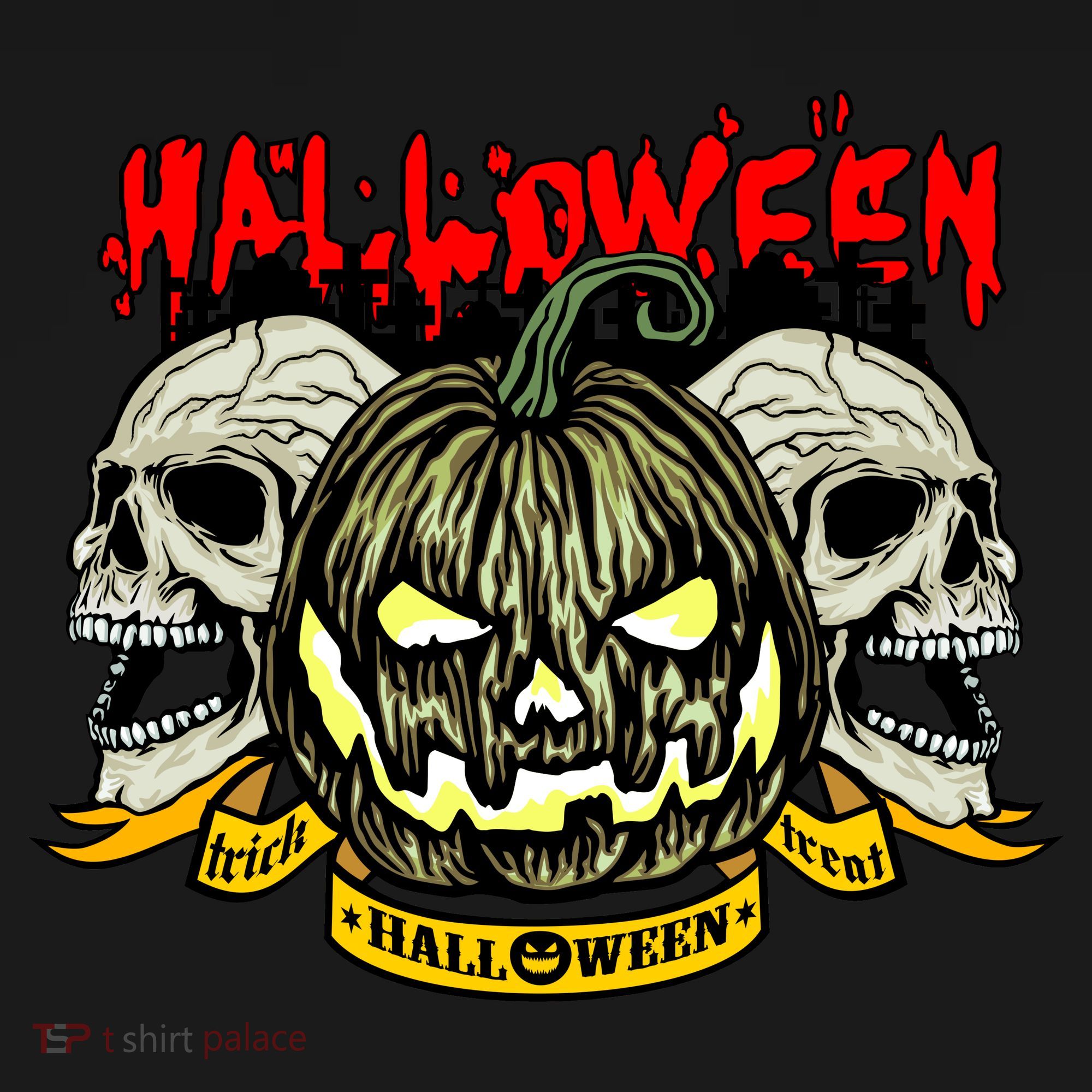 Jack o Lantern Skulls Halloween Polo
