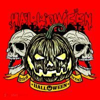 Jack o Lantern Skulls Halloween Santa Hat thumb 1