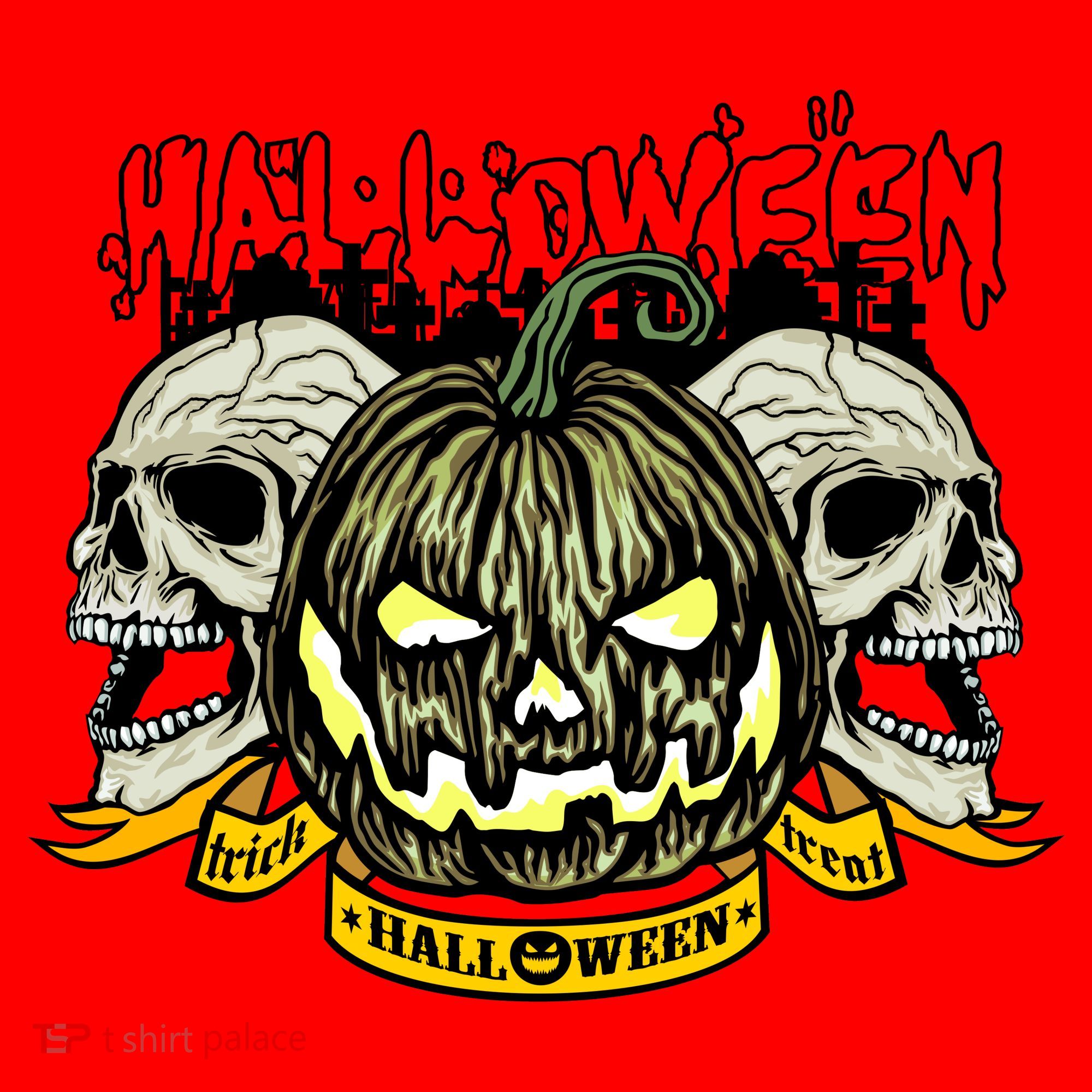 Jack o Lantern Skulls Halloween Santa Hat