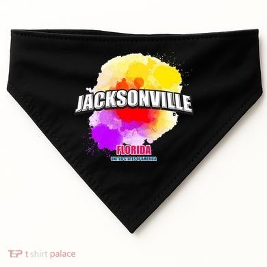 Jacksonville Colorful Retro Logo USA-Made Doggie Bandana