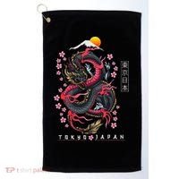 Japanese Aesthetic Dragon Tokyo Japan Golf Towel thumb 0