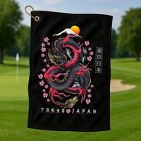 Japanese Aesthetic Dragon Tokyo Japan Golf Towel thumb 1