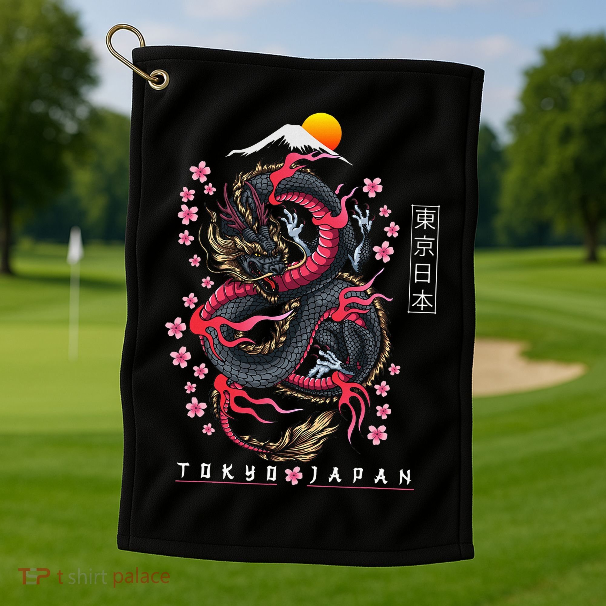 Japanese Aesthetic Dragon Tokyo Japan Golf Towel