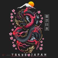 Japanese Aesthetic Dragon Tokyo Japan Golf Towel thumb 3