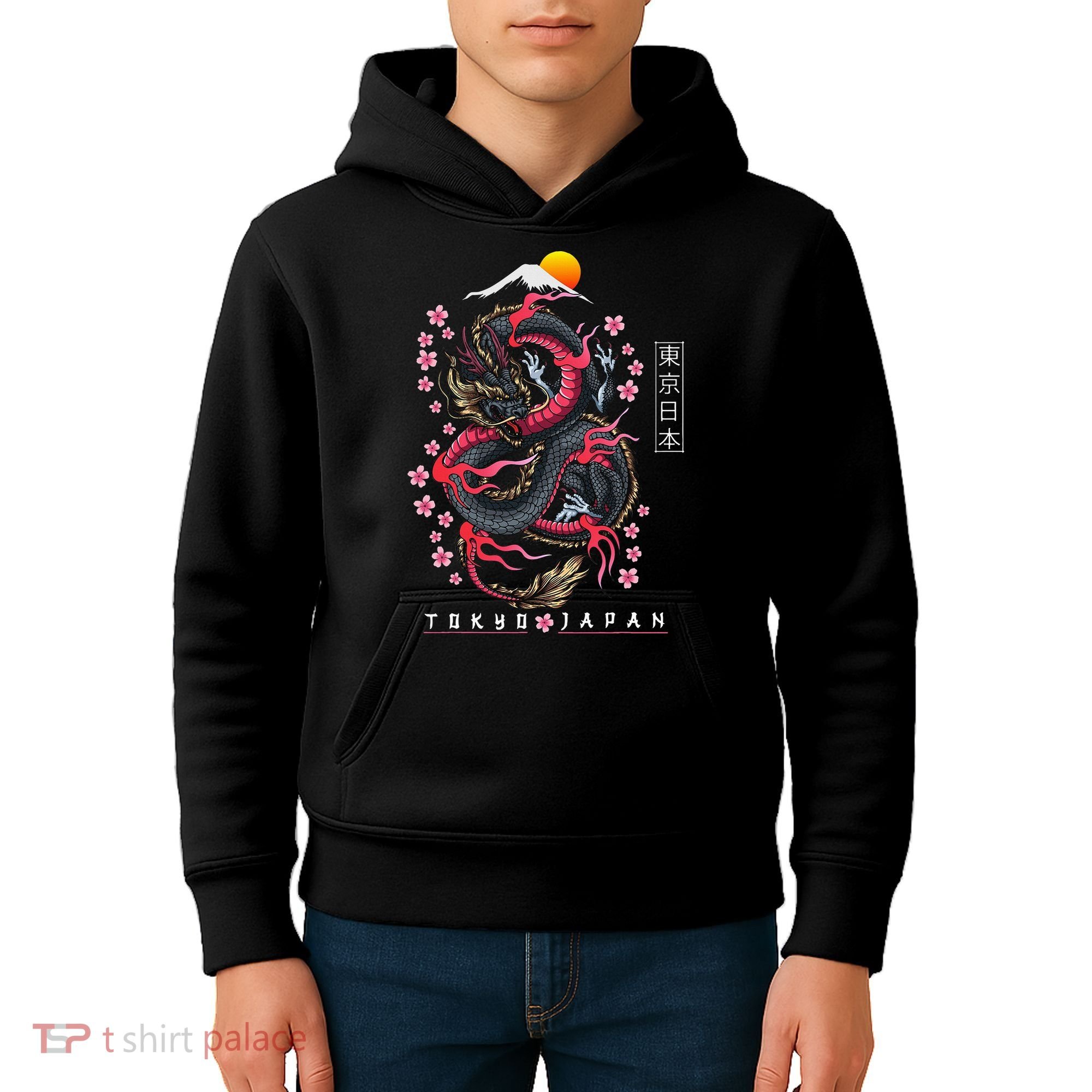 Japanese Aesthetic Dragon Tokyo Japan Kids Hoodie