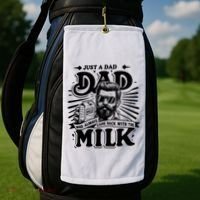 Just A Dad Who Always Came Back With The Milk Funny Father Day Golf Towel thumb 2