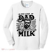 Just A Dad Who Always Came Back With The Milk Funny Father Day Kids Long Sleeve Shirt thumb 0