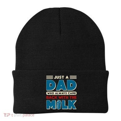 Just A Dad Who Always Came Back With The Milk Retro Fun Dad Beanie