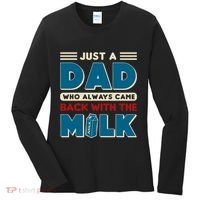 Just A Dad Who Always Came Back With The Milk Retro Fun Dad Women's Long Sleeve Shirt thumb 0