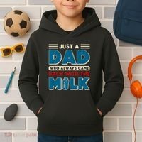 Just A Dad Who Always Came Back With The Milk Retro Fun Dad Kids Hoodie thumb 2